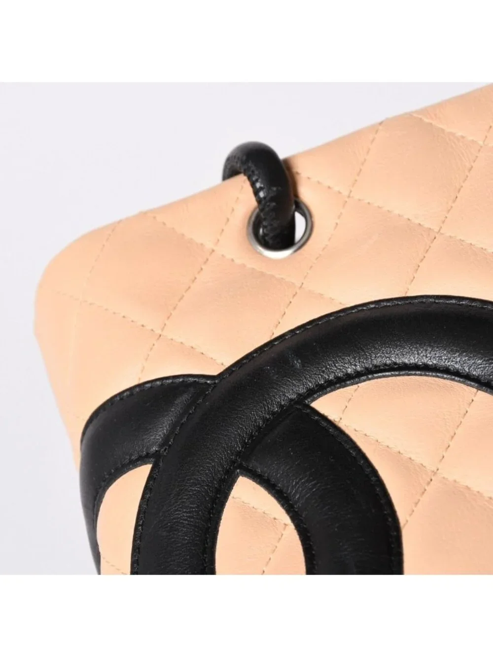Chanel Canbon Cambon Line Small Tote Bag CC Logo Calfskin Beige